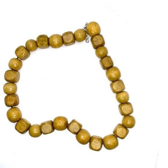 Handmade Wooden Beaded Necklace Square & Round - Picture 5 of 5